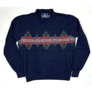 American Living Sweater Mens Large Navy Blue Vintage Pullover Knit Long Sleeve